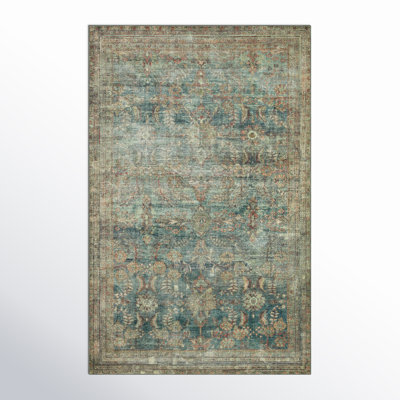 Tapis bleu océan / épice lavable à la machine Magnolia Home par Joanna Gaines X Loloi Banks