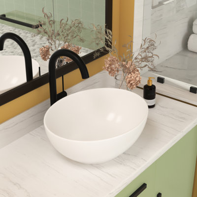 Lavabo de salle de bain ovale en céramique blanche 16 x 13 pouces - Teinture, ajout de style qui rehausse l'apparence