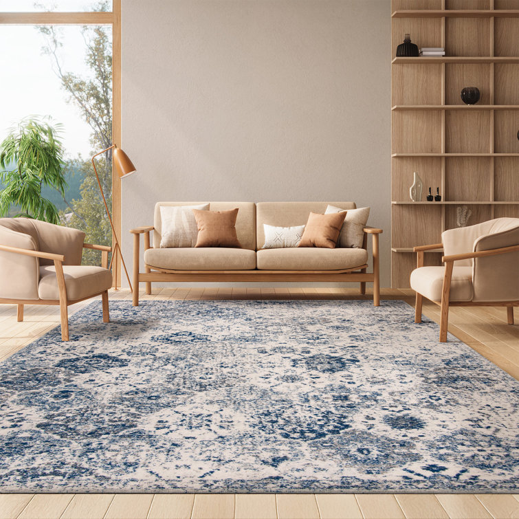 Harty Oriental White/Royal Blue Area Rug