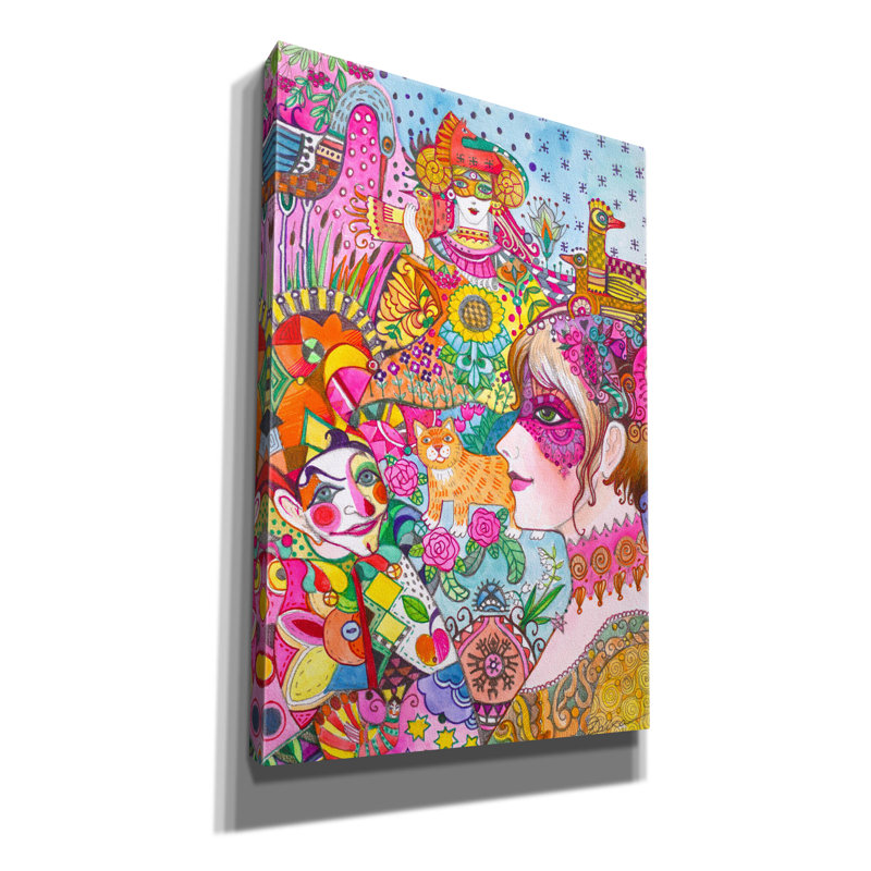 «Carnaval 3» par Oxana Zaika, art mural sur toile, H 18 po x l 12 po x P 0,75 po