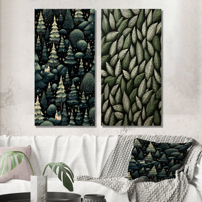 Motif de sapin de Noël I - ensemble de 2 reproductions d'art mural en métal