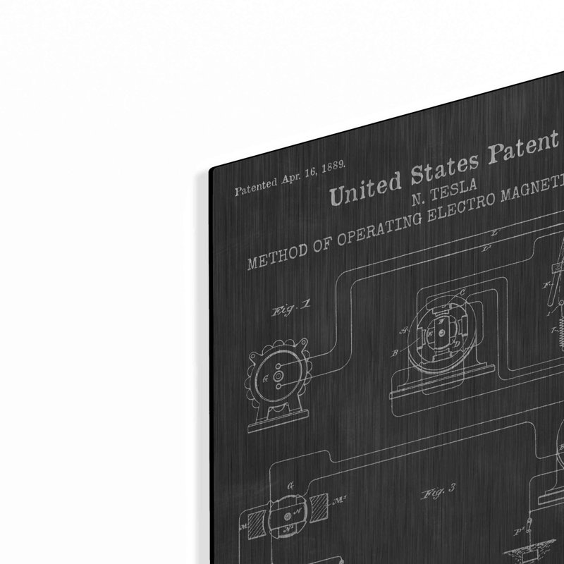 Art graphique en métal «Operation Tesla Motor Blueprint Vernkboard», H 24 po x l 16 po