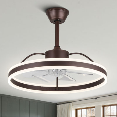 Ventilateur de plafond à DEL 24 pouces avec lumières et télécommande, ventilateur de plafond Fandelier réversible 6 vitesses pour chambre à coucher Chantrice