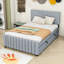 Lit plateforme tapissier avec lit gigogne et tête de lit-420396715-420396725