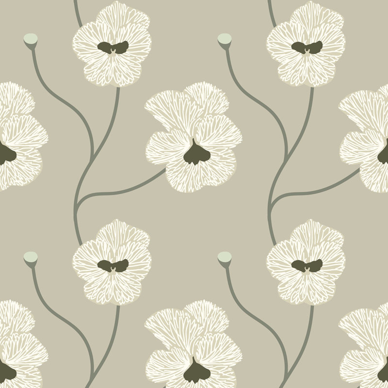 Flourish - Raw Cotton Floral Wallpaper by Natalie Papier