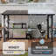 Pavillon de jardin 12 x 6 pi avec panneau en polycarbonate, pavillon de barbecue extérieur toutes saisons avec toit en acier incliné, pavillon de barbecue avec 2 tablettes latérales et crochets