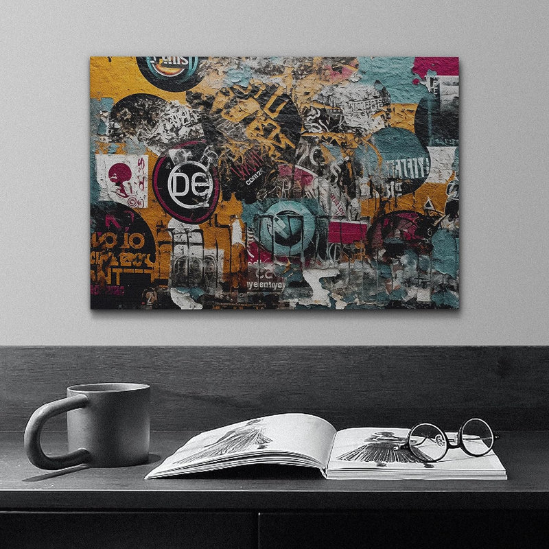 Symbole classique d'art de rue sur impression sur toile, Toile tendue, H 12 po x l 18 po x P 1,5 po