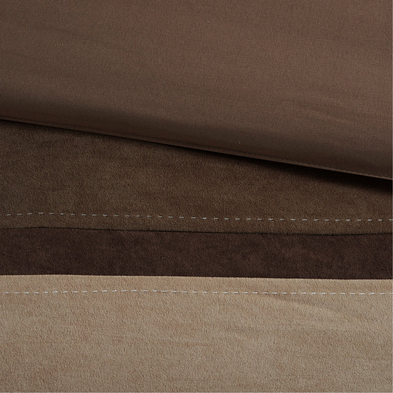 Ensemble d'édredon 7 pièces en faux suède brun grand, Grand édredon et 6 pièces supplémentaires