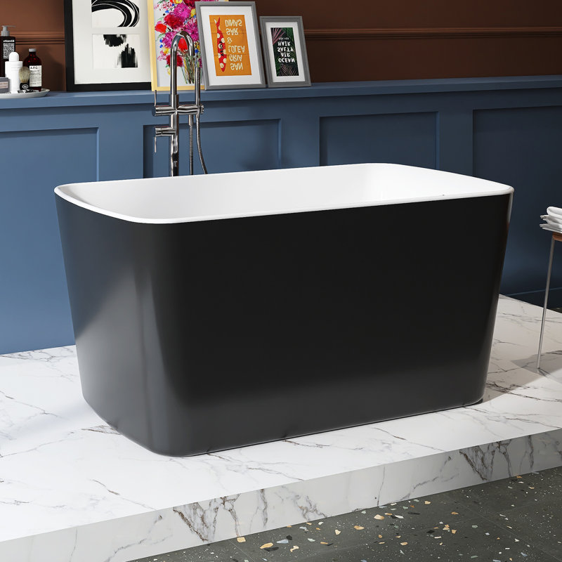 49'' Acrylic Freestanding Soaking Bathtub, Black