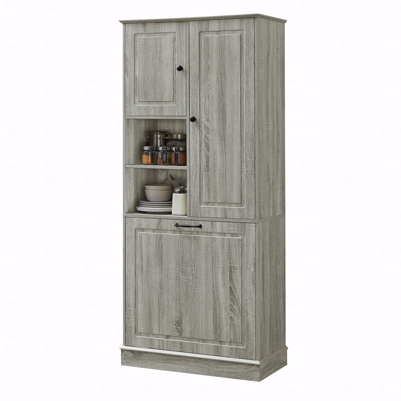 Tall Storage Cabinet With Adjustable Shelves, Large Flip-Out Basket And Enclosed Cabinets – Perfect For Bathroom, Living Room, Or Office, Mdf Material With Aluminum Alloy Handles