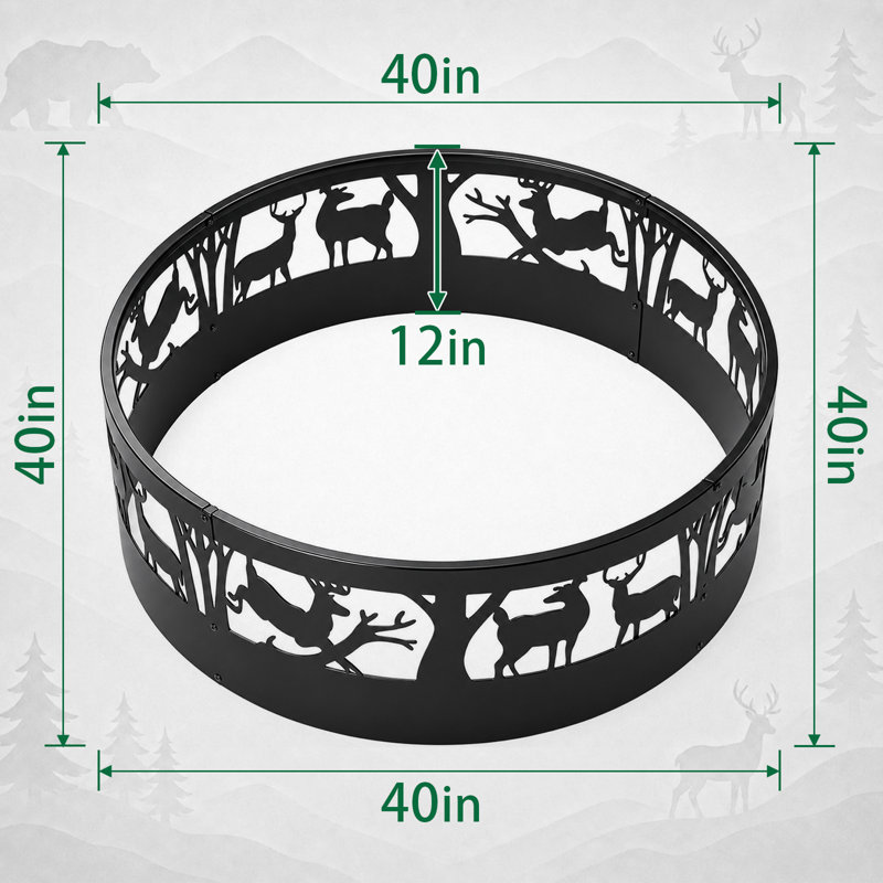 32 in. Round Heavy Duty Steel Fire Pit Ring, 40 in.