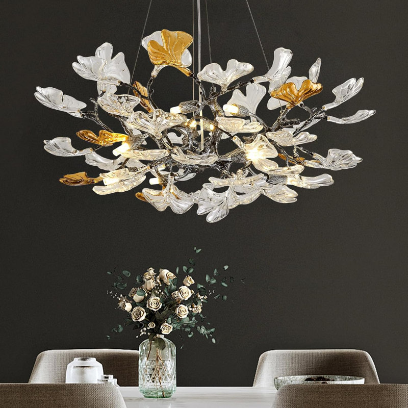 Lustre Ginkgo, 10 lumières, H 15,75 po x l 31,5 po x P 31,5 po