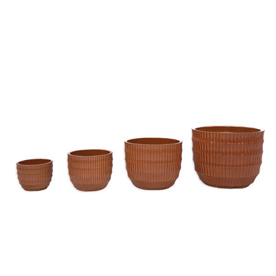 Ensemble de 3 pots de fleurs cannelés en céramique, pot de fleurs moderne