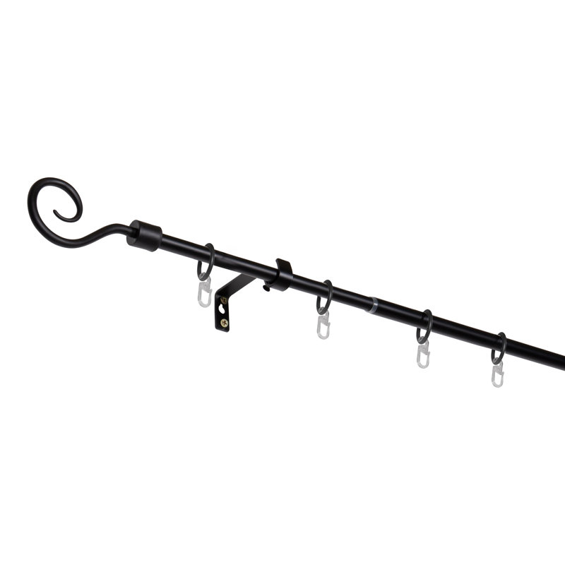 Basic Hook Curtain Pole Set, Black