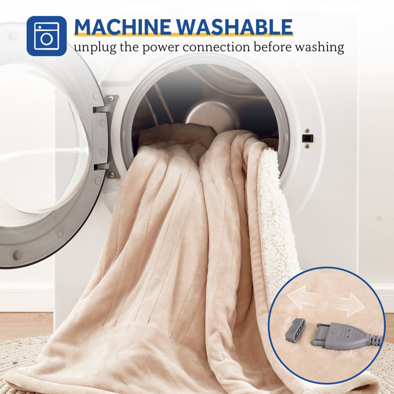 Jeté chauffant Sealy, L 62 po x L 84 po, Beige