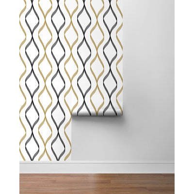 Rouleau de papier peint adhésif L 18 pi x l 20,5 po Ejona Ogee Ribbon
