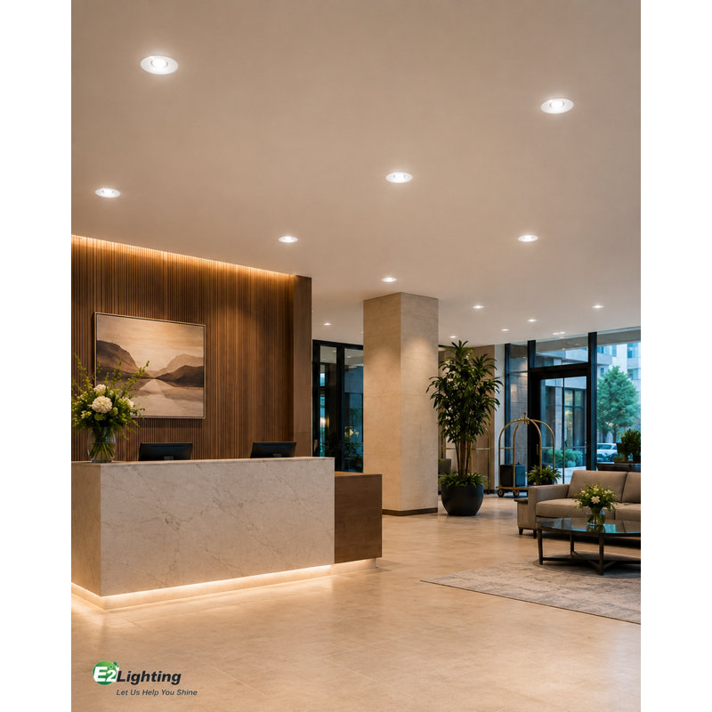 Éclairage commercial à DEL avec pile de secours E2 L Lighting Paquet de 2 | 8 po | Puissance réglable 12/16 / 22W | 3CCT réglable 3000K 4000K 5000K