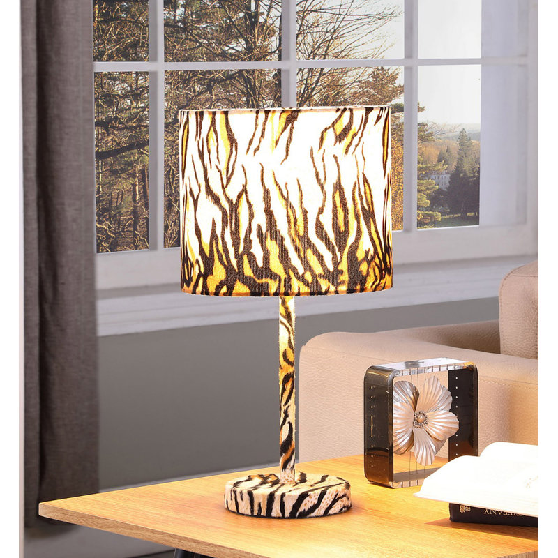 Lampe de table 19,25 po en faux suède à imprimé tigre