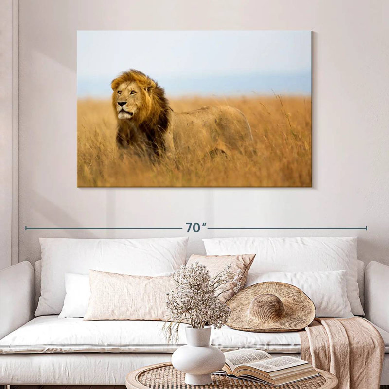 Lion Hunting In Safari, 32" H x 48" W