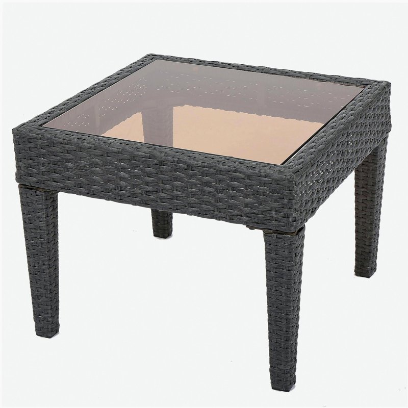 Outdoor Antibes Wicker Side Table,Accent Table,Grey