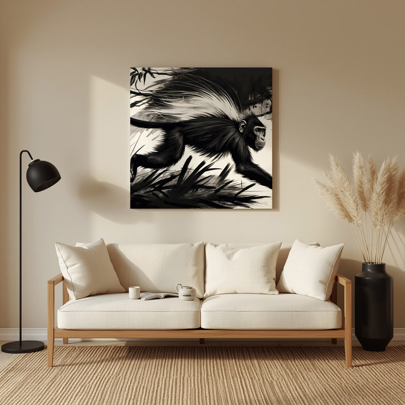 Art mural noir en faune noir, H 32 po x l 32 po