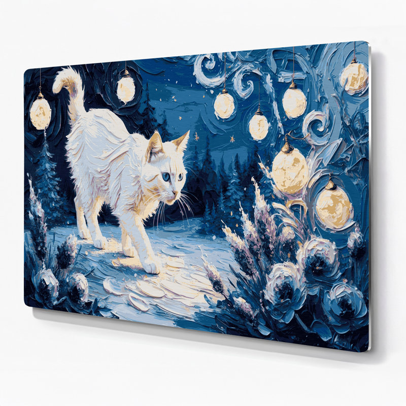 «Cats Snowshoe», art mural en métal gris, H 11 po x l 14 po
