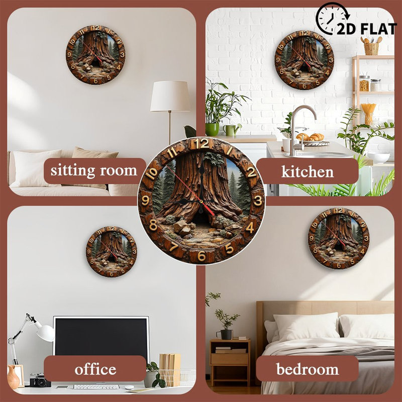 Horloge murale séquoia en bois