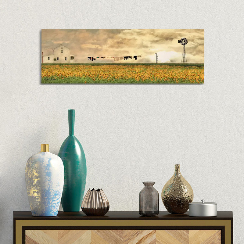 "Laundry Day" par Lori Deiter-impression d’art graphique panoramique, H 12 po x l 36 po x 1,5 po, Toile tendue
