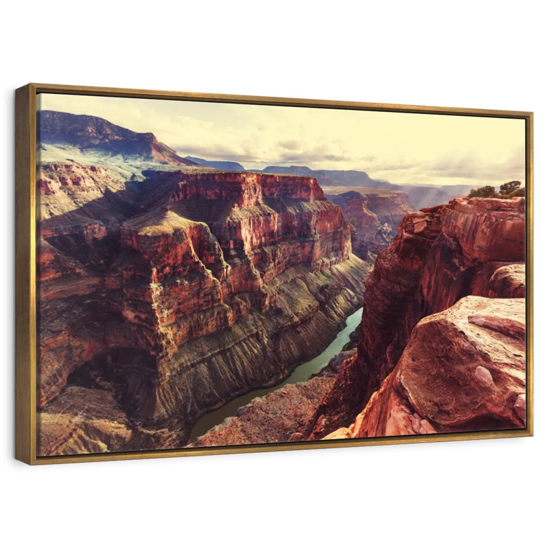 Superbe vue sur le Grand Canyon, Cadre flottant doré, 13 po x 9 po