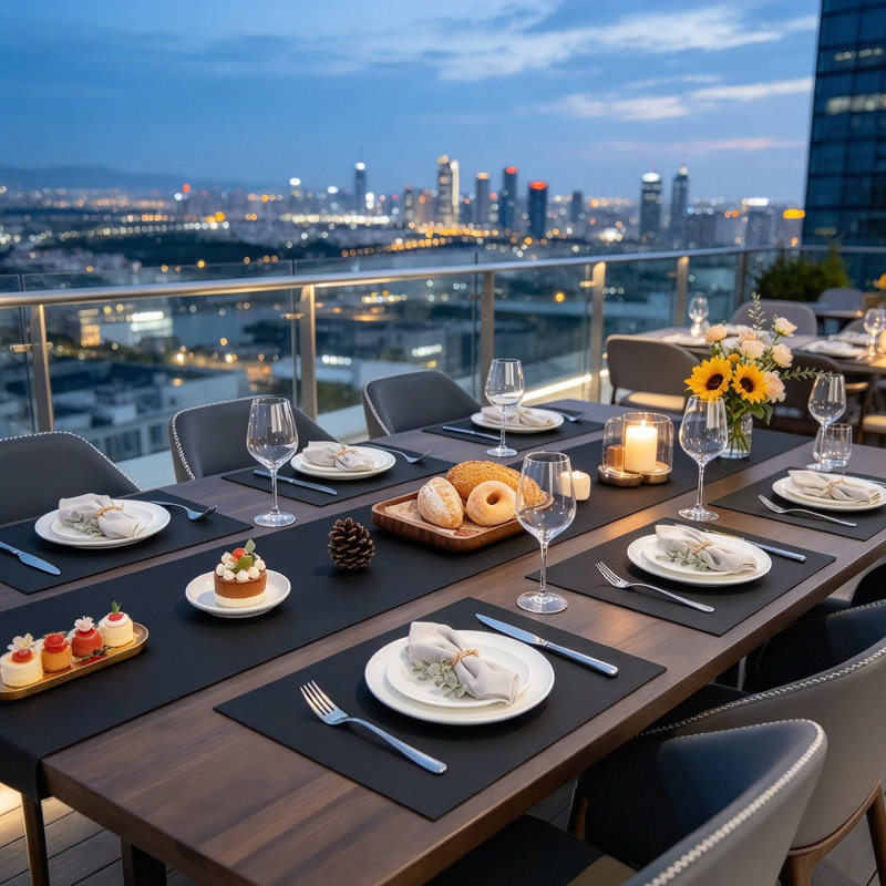 Woven Vinyl Placemats Set of 6 - Heat-Resistant Table Protection