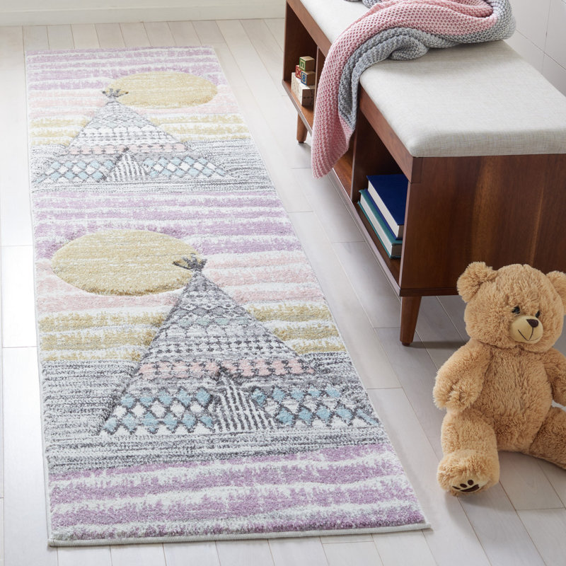 Tapis gris / rose Highland Creek, Tapis de couloir 2 pi x 8 pi