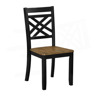 Ensemble de 2 chaises de salle à manger à 2 tons avec finition brun noir
