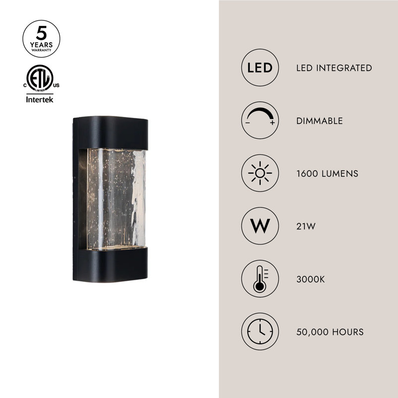 Moondew 1 - Light LED Outdoor Flush Mount, 21 W, 12" H x 6" W x 3" D