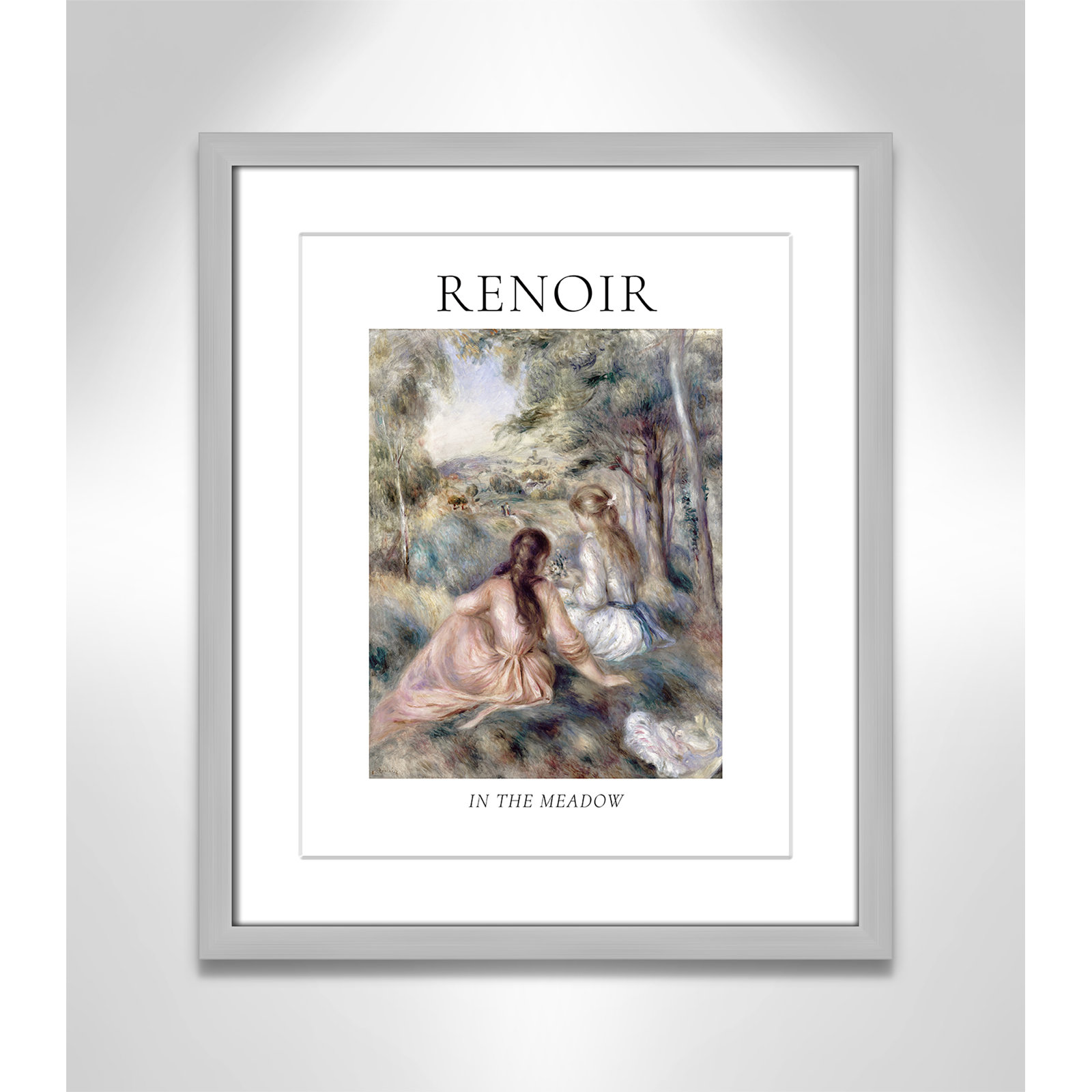 Old Masters Collection " In The Meadow " by Auguste Renoir, Yes, 19" H x 16" W x 1.25" D, Silver Single Picture Frame