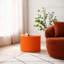 Ensemble de 2 tables gigognes en MDF, table basse ronde artisanale pour salon/espace détente, orange-742483284