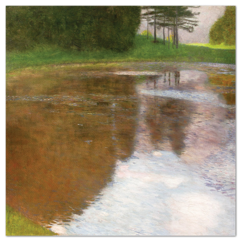 A Morning at the Pond by Gustav Klimt - Unframed Painting on Glass, 65cm H x 65cm W