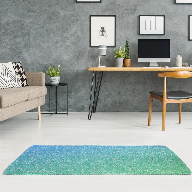 Tapis bleu marine/bleu clair dégradé medium, Rectangle 5 pi x 7 pi