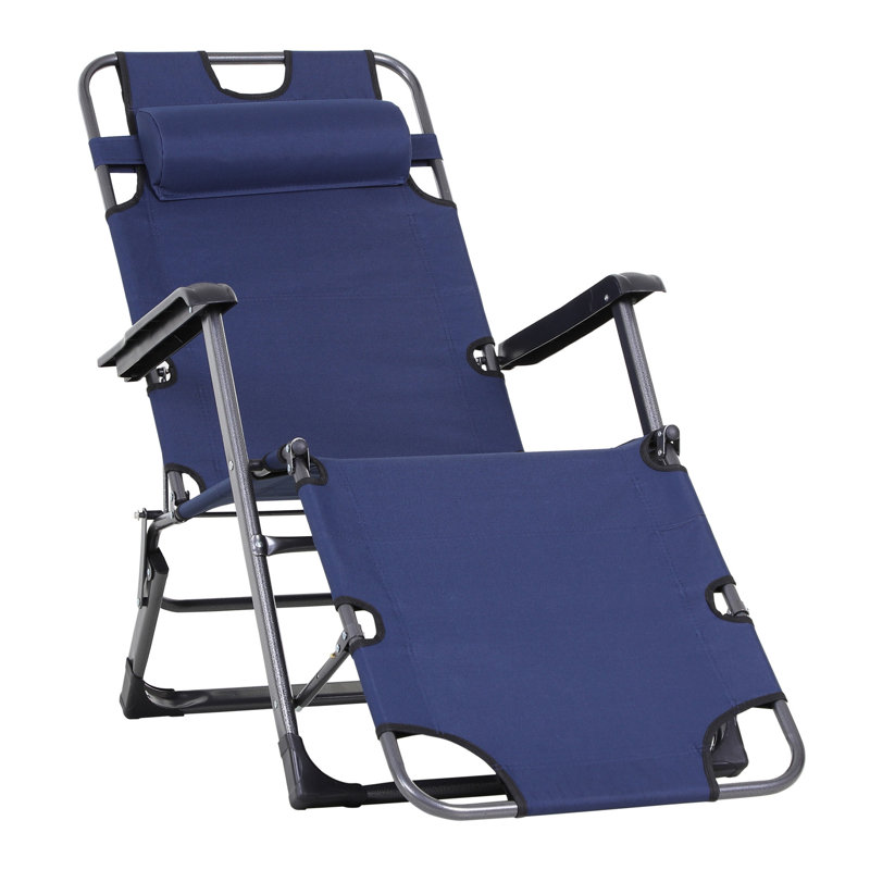 Frates Outdoor Metal Chaise Lounge, Navy Blue