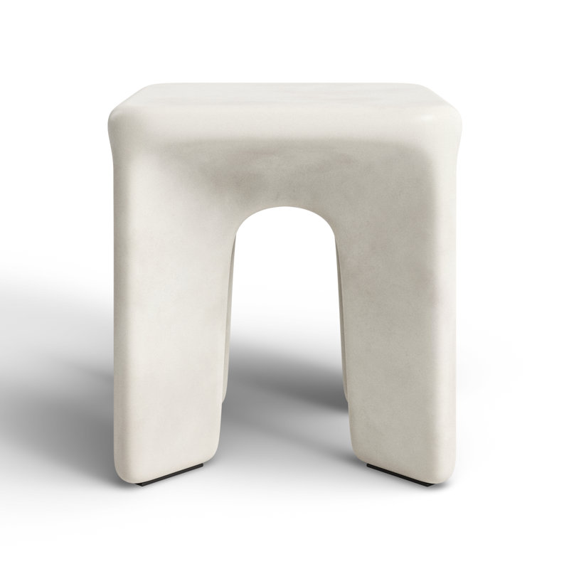 Lela Concrete Top End Table, White