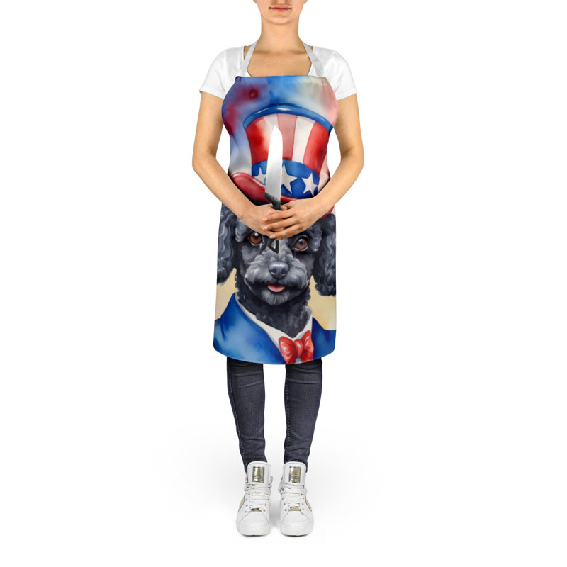 Patriotic American Apron, Black/Blue Poodle