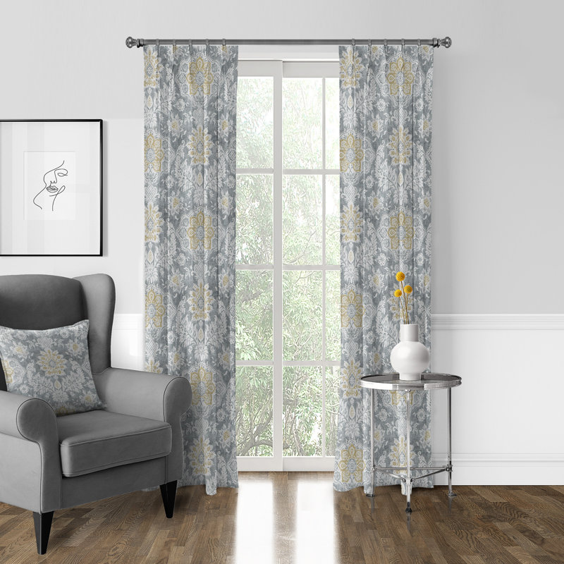 Paire de rideaux obscurcissant 100% coton Indali Barley, L 20 po x L 108 po, Blanc / gris