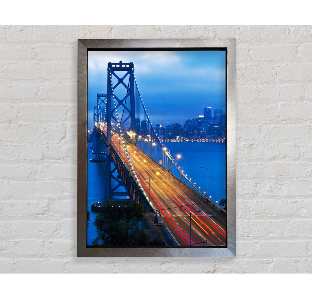 Gerahmtes Leinwandbild Golden Gate Bridge in Blau