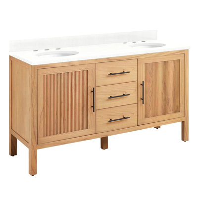 60" Ayanna Double Bathroom Vanity Set with Oval Undermount Sinks