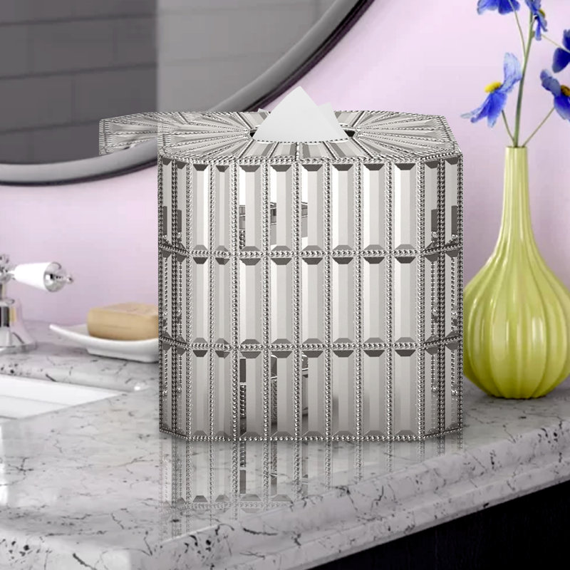 Glitz Tissue Box Cover, Chrome