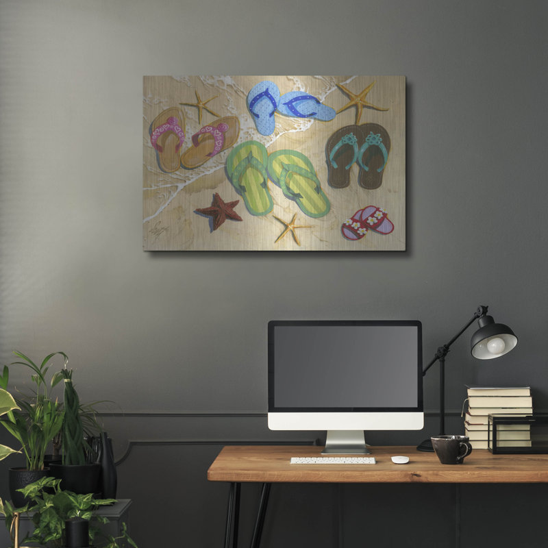 Art mural en métal Dovecove «Flip Flop Family» par Scott Westmoreland, H 24 po x l 36 po