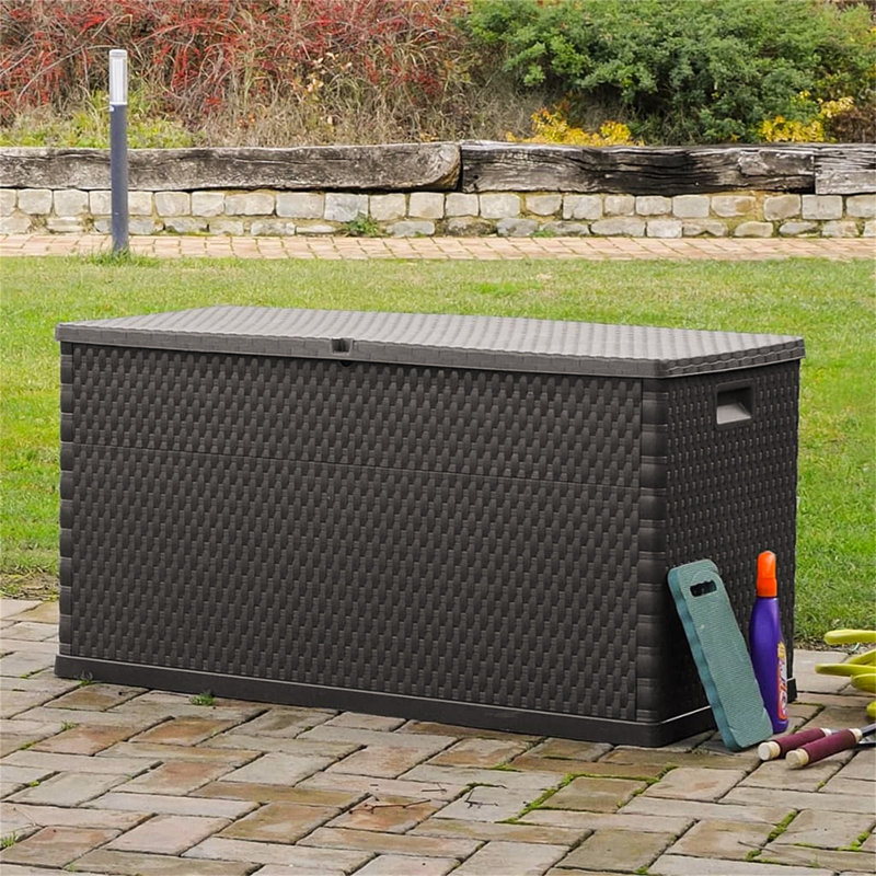 Brayden Studio Aili 120cm W 420L Polypropylene Lockable Deck Box in Anthracite