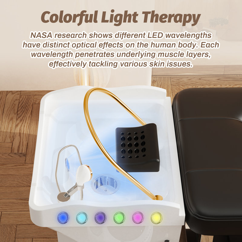 Baasha Head Spa Equipment, Shampoo Bowl Waterfall Head Spa With Water Circulation System, Light Therapy Function, Water Circulation Hair Spa Equipment