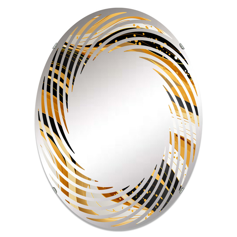 Bengals rayés dorés et noirs - Miroir mural spirale ovale, L 20 po x H 30 po