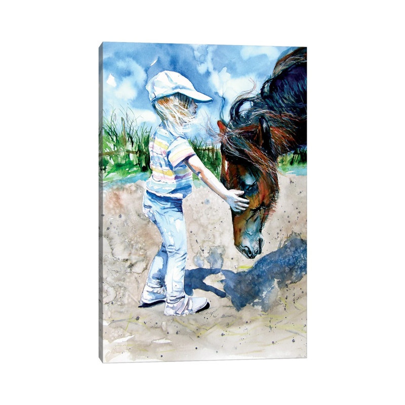 Girl With Horse by Anna Brigitta Kovacs - Painting on Canvas, 66.04cm H x 45.72cm W x 3.81cm D, Wrapped Canvas
