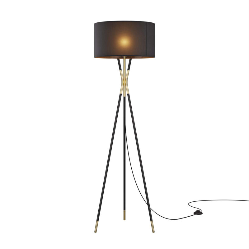 Audrey 60'' Black Matte Tripod Floor Lamp with Oversized Drum Shade